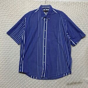 Roper Western Shirt Mens L  Blue/white Striped Button Down Cowboy Short Sleeve